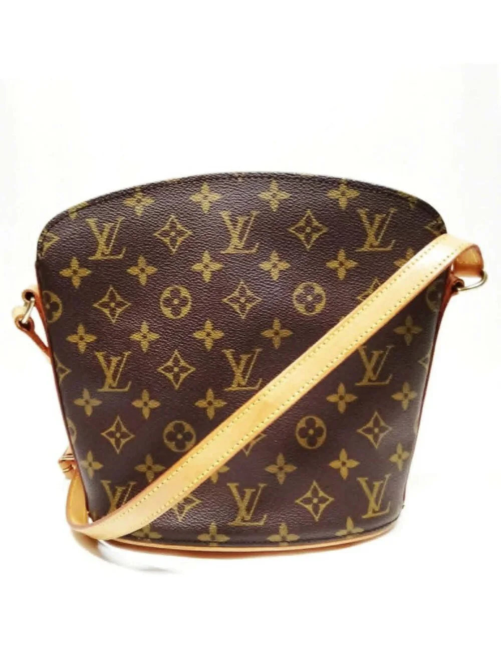 Authentic Louis Vuitton Drouot Monogram Canvas Brown Crossbody Shoulder Bag